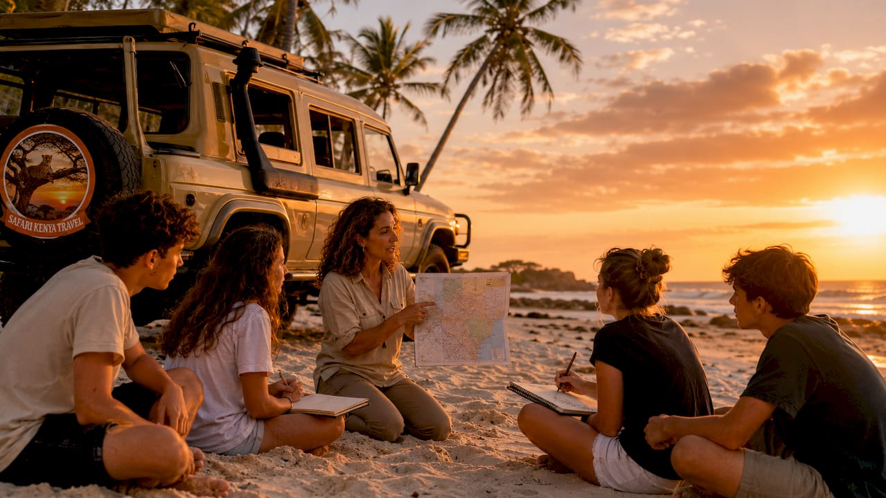 Un insegnante illustra agli studenti l’esperienza di un safari tra le meraviglie naturali del Kenya.Safari Kenya estate scolastica