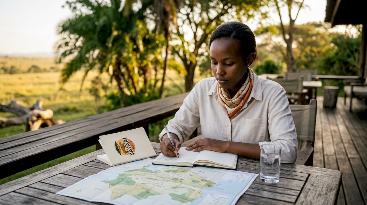 Consulente di viaggi che organizza un safari in Kenya immerso nella natura