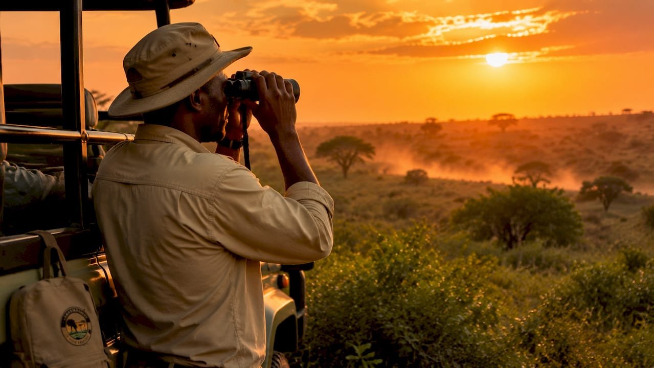 Un paesaggio tipico della savana keniota, punteggiato da acacie maestose, accompagnato da una guida esperta pronta a raccontare i segreti della natura africana.