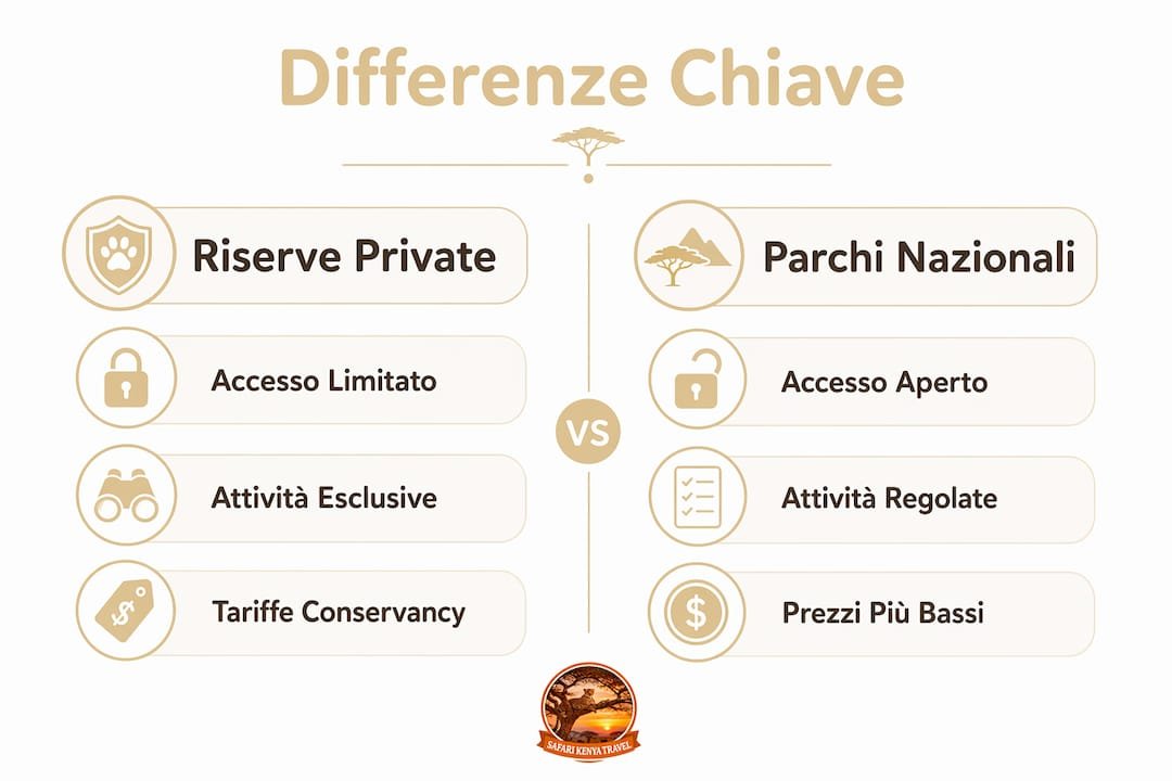 Infografica: differenze tra riserve private e parchi nazionali in Kenya