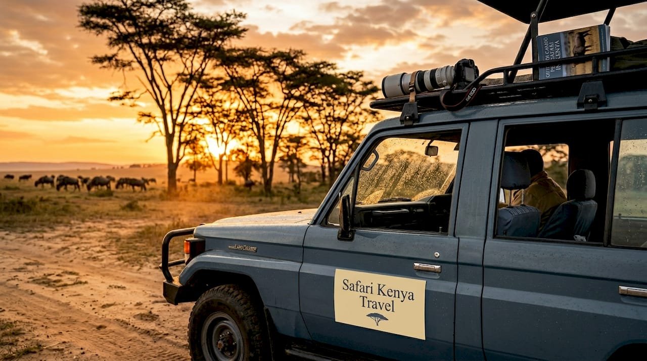Jeep da safari all’interno di un parco nazionale in Kenya