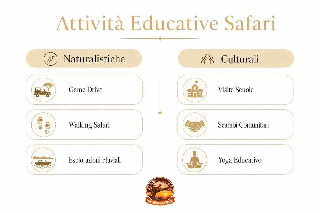Attività educative safari,  Infografica con proposte didattiche safari pensate per diversi livelli ed esigenze