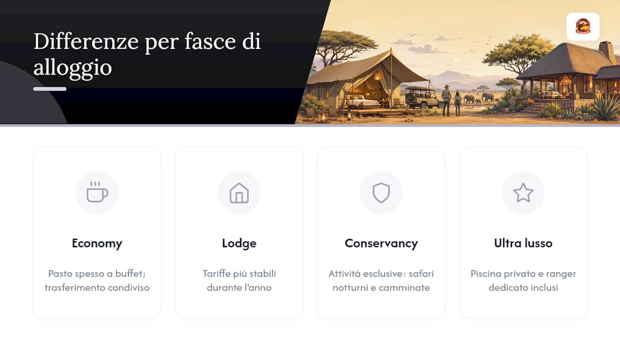 Infografica comparativa delle categorie di alloggio