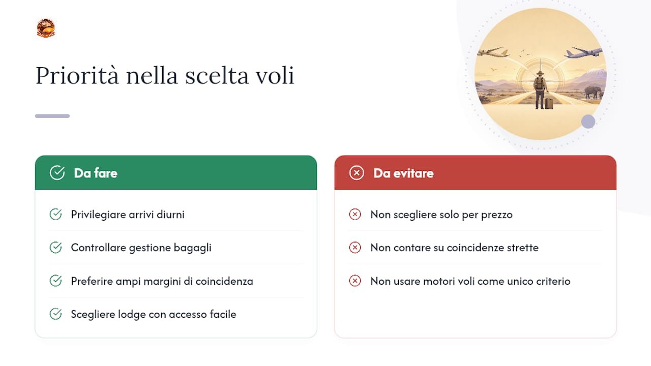 Come scegliamo i voli per i clienti in partenza per il safari — overview diagram